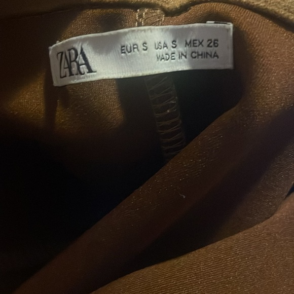 Zara Brown/Tan Suède Dress button up with collar, like new. - Picture 6 of 7